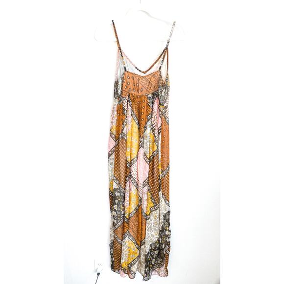 Raga Jenya Brown Boho Patchwork Maxi Dress NWT Sz M - Picture 6 of 13